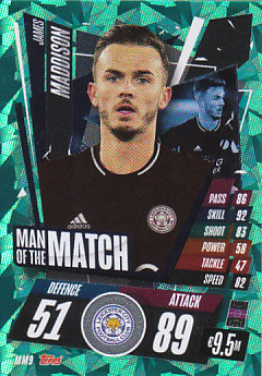 James Maddison Leicester City 2020/21 Topps Match Attax CL Man of the Match #MM09